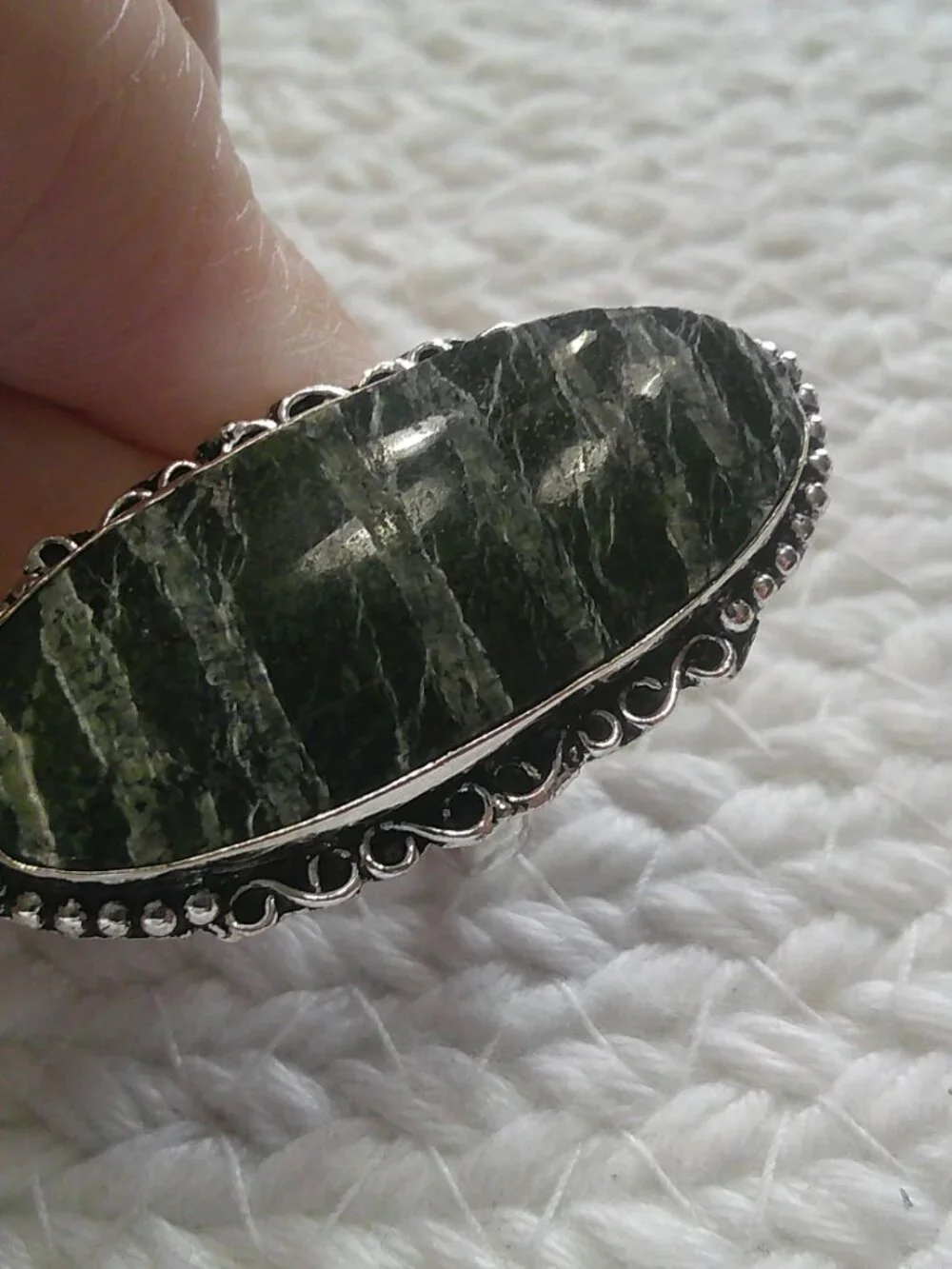 Unique SWISS GREEN OPAL Handmade Sterling 925 Ring Size 9 #209F